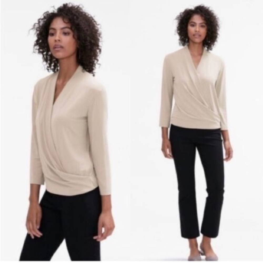 MM Lafleur Denueve Beige Wrap Blouse (S)